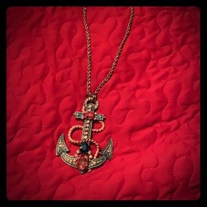 Betsey Johnson bling anchor long necklace